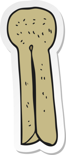 Bir insan tarafından çizilmiş eski ahşap bir karikatür çıkartması.