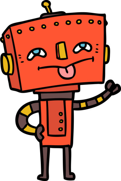 Bir insan tarafından çizilmiş çizgi film robotu