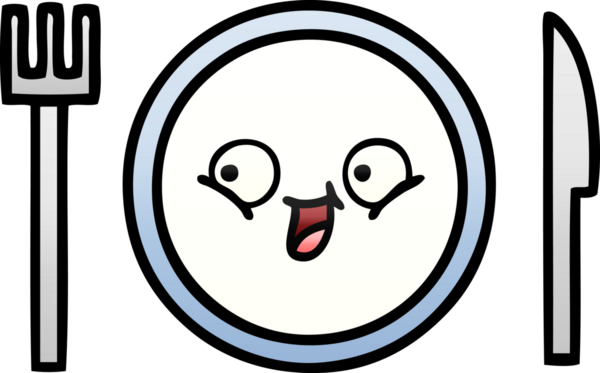 Bir insan tarafından çizilmiş yemek tabağının gölgeli çizgi filmi.