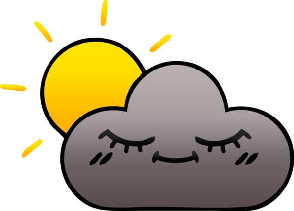 Bir fırtına bulutu ve bir insan tarafından çizilen güneşin gölgeli karikatürü
