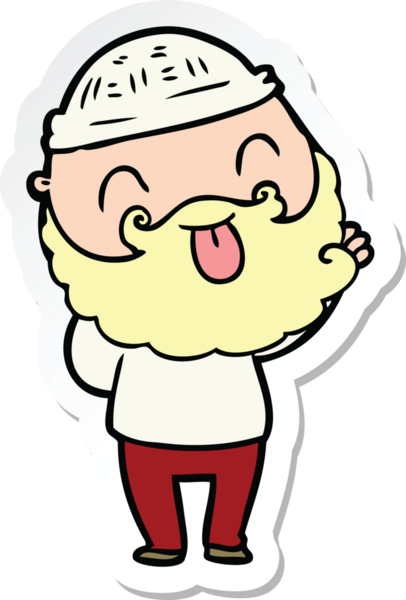 Bir insan tarafından çizilmiş sakallı bir adamın çıkartması.