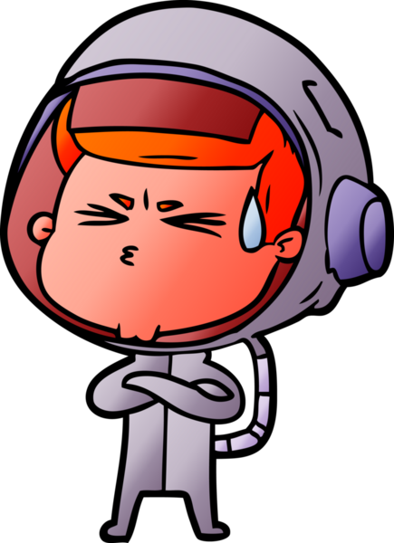 Çizgi film bir insan tarafından çizilmiş astronot.