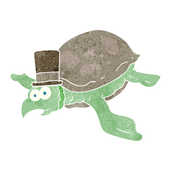 Bir insan tarafından çizilmiş serbest dönüş çizgi film kaplumbağası.