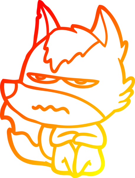 Bir insan tarafından çizilmiş kızgın bir kurdun sıcak çizgi çizimi.