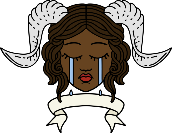 Retro Dövme Biçimi ağlama Bir insan tarafından çizilmiş parşömen pankartı ile kiremitlendirme