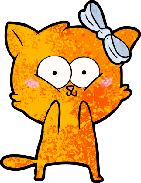 Bir insan tarafından çizilmiş çizgi film kedisi.