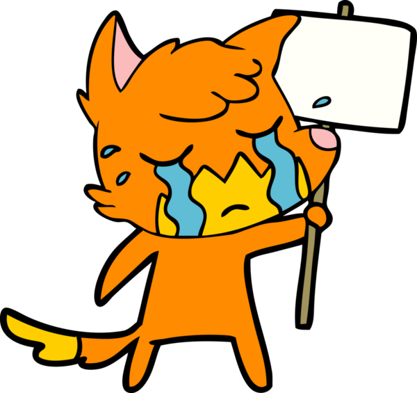 Bir insan tarafından çizilmiş üzgün küçük tilki çizgi film karakteri.