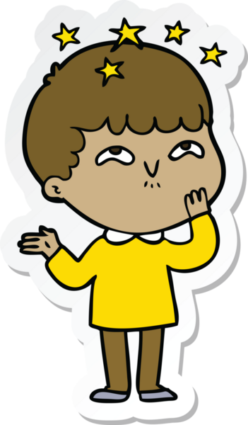 Bir insan tarafından çizilmiş bir karikatür çıkartması.