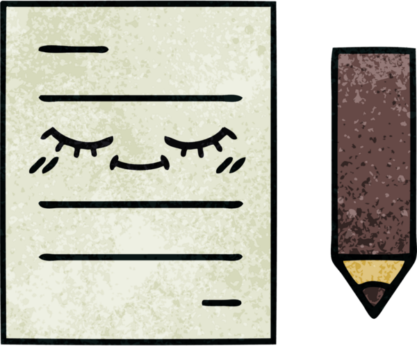Bir insan tarafından çizilmiş bir test kağıdının retro grunge desen karikatürü