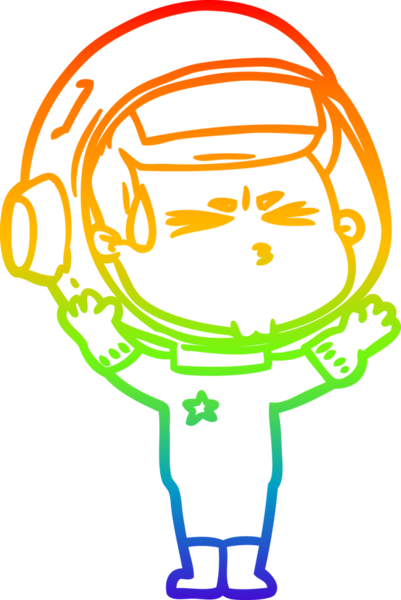 Bir insan tarafından çizilen gökkuşağı gradyan çizimi stresli astronot