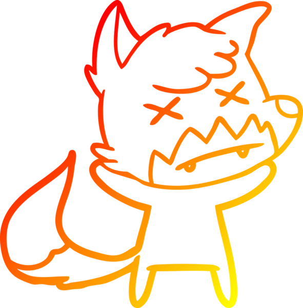 Bir insan tarafından çizilmiş şaşı gözlü tilki çizgi çizimi.