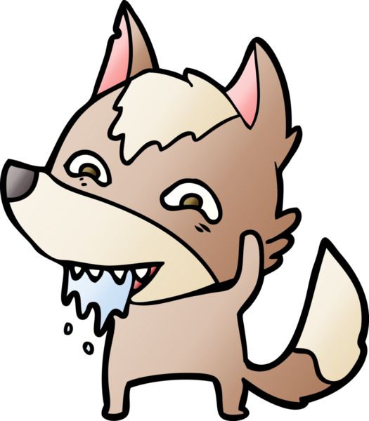 Bir insan tarafından çizilmiş aç kurt çizgi filmi.