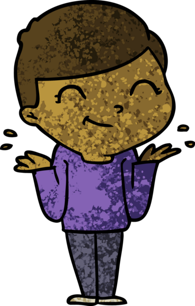 Bir insan tarafından çizilmiş gülümseyen çizgi film çocuğu.