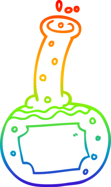 Gökkuşağı gradyan çizgi çizimi bir insan tarafından çizilmiş deney iksirleri
