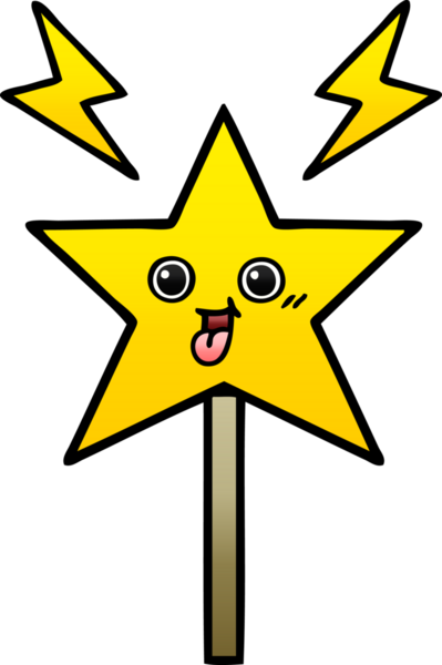 Bir insan tarafından çizilmiş sihirli değneğin gölgeli çizgi filmi.