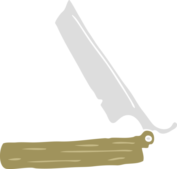 Bir insan tarafından çizilmiş düz renk çizgi film geleneksel tıraş bıçağı