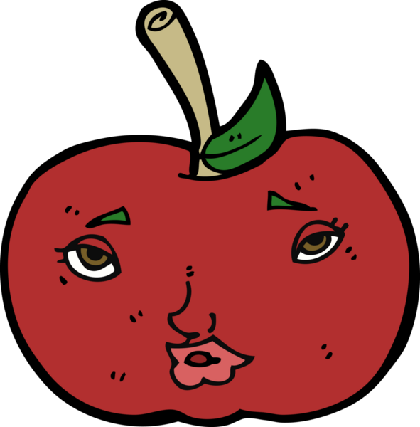 bir insan tarafından çizilmiş elma karikatürü.