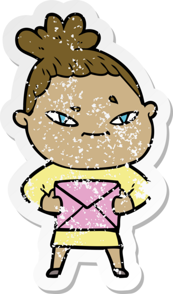 Bir insan tarafından çizilmiş karikatür bir kadının sıkıntılı çıkartması.