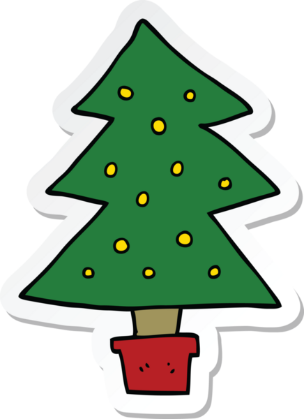 Bir insan tarafından çizilmiş bir karikatür noel ağacının çıkartması.