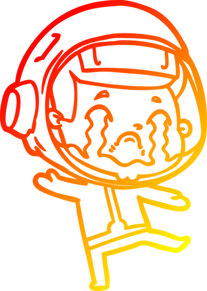 Bir insan tarafından çizilmiş, ağlayan bir astronotun sıcak çizgi çizimi