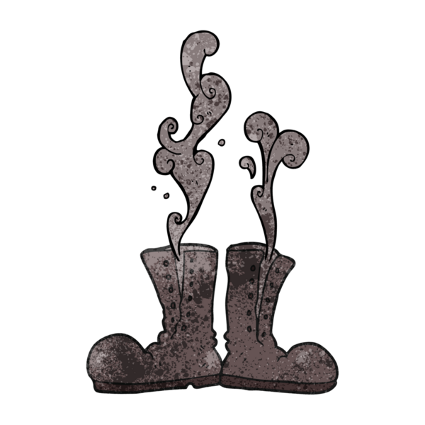 Bir insan tarafından çizilmiş, el yapımı, buharlı asker çizmeleri.