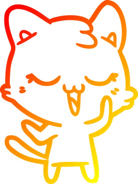 Bir insan tarafından çizilmiş mutlu çizgi film kedisinin sıcak çizgi çizgisi.