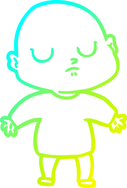 Bir insan tarafından çizilmiş kel bir adamın soğuk çizgi çizimi.