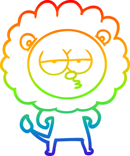 Gökkuşağı gradyan çizgi çizimi bir insan tarafından çizilmiş sıkılmış bir aslan