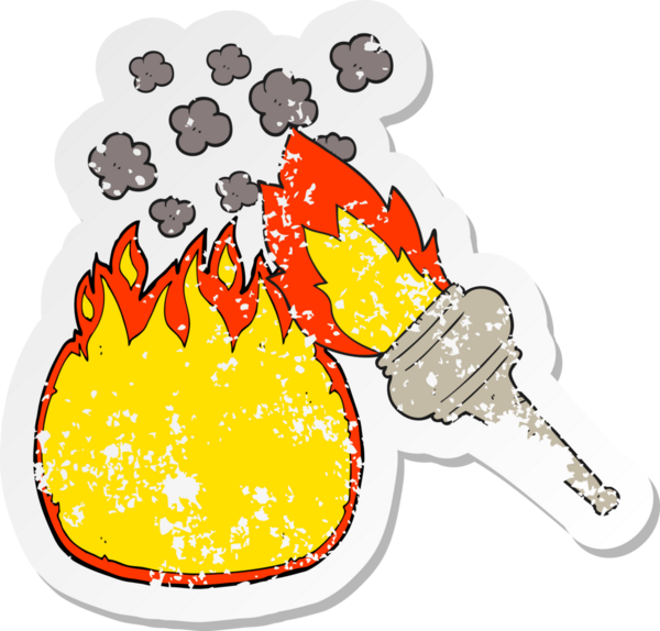 Bir insan tarafından çizilmiş yanan bir çizgi filmin gerilimli yapıştırması.