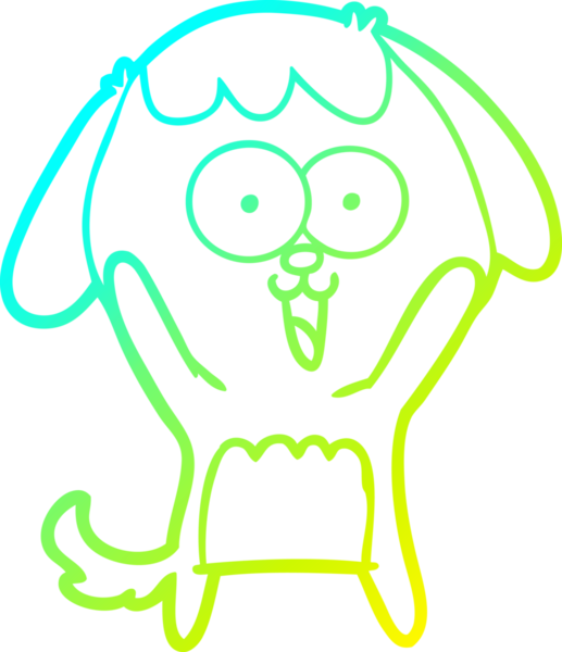 Bir insan tarafından çizilmiş şirin bir çizgi köpeğin soğuk gradyan çizgisi.