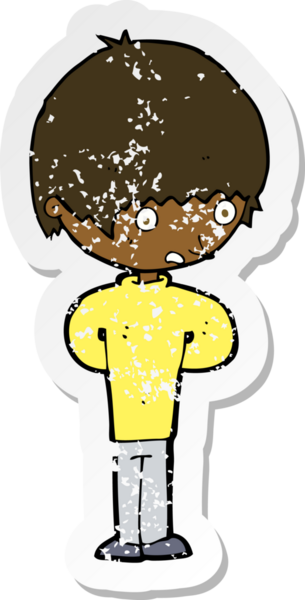 Bir insan tarafından çizilmiş, gerilmiş bir çizgi film karakterinin gerilmiş retro yapıştırması.