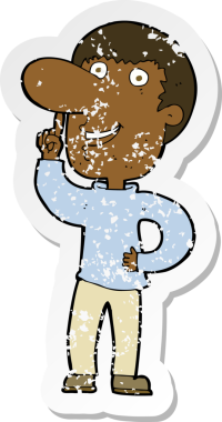 İnsan tarafından çizilmiş bir fikri olan karikatürcü bir adamın gerilimli çıkartması.