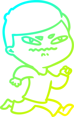 Bir insan tarafından çizilmiş kızgın bir adamın soğuk çizgi çizimi.