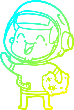 Bir insan tarafından çizilmiş mutlu bir astronotun soğuk gradyan çizimi.