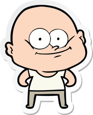 Bir insan tarafından çizilmiş kel bir adamın çıkartması.