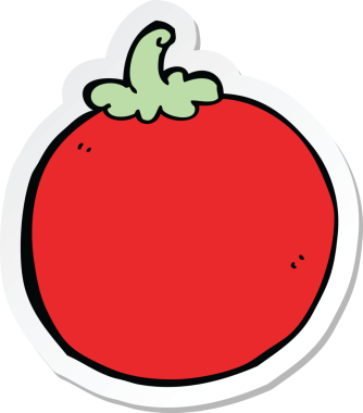 Bir insan tarafından çizilmiş bir domates etiketi.