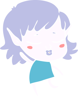 Bir insan tarafından çizilen düz renkli çizgi film elf kızı.