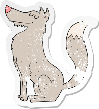 Bir insan tarafından çizilmiş bir kurt çizgi filminin gerilimli etiketi.