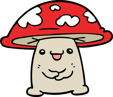 Bir insan tarafından çizilmiş mantar karakteri.