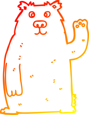 Bir insan tarafından çizilen çizgi film ayısının sıcak çizgi çizimi