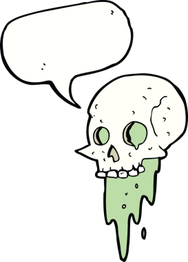 Bir insan tarafından çizilmiş iğrenç bir cadılar bayramı kafatası çizgi filmi.