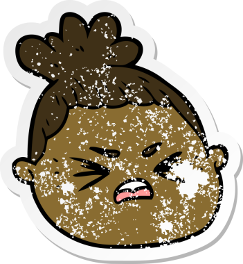 Bir insan tarafından çizilmiş karikatür kadın yüzü.