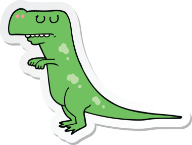 Bir insan tarafından çizilmiş bir dinozorun çıkartması.