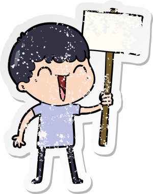 Bir insan tarafından çizilmiş mutlu bir adamın sıkıntılı çıkartması.