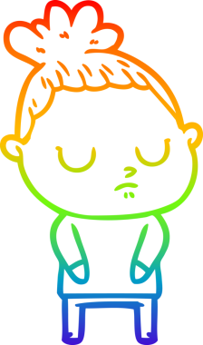 Gökkuşağı gradyan çizgi çizimi bir insan tarafından çizilmiş sakin bir kadın