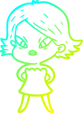 Bir insan tarafından çizilmiş soğuk gradyan çizgi çizimi stresli bir kadın