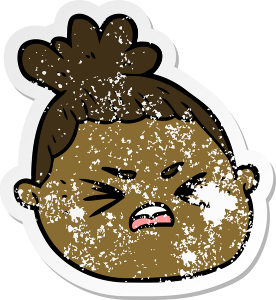 Bir insan tarafından çizilmiş karikatür kadın yüzü.