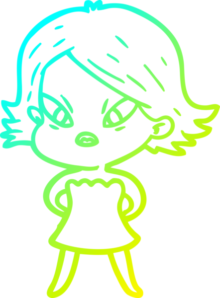 Bir insan tarafından çizilmiş soğuk gradyan çizgi çizimi stresli bir kadın