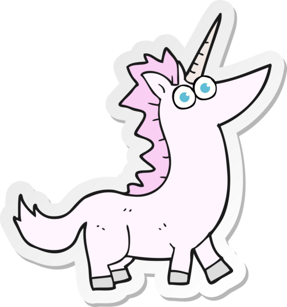 Bir insan tarafından çizilmiş tek boynuzlu atın çıkartması.