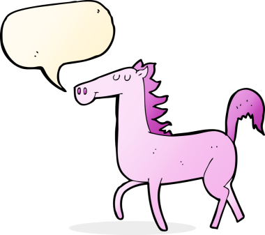 Bir insan tarafından çizilmiş konuşma balonlu çizgi film atı.